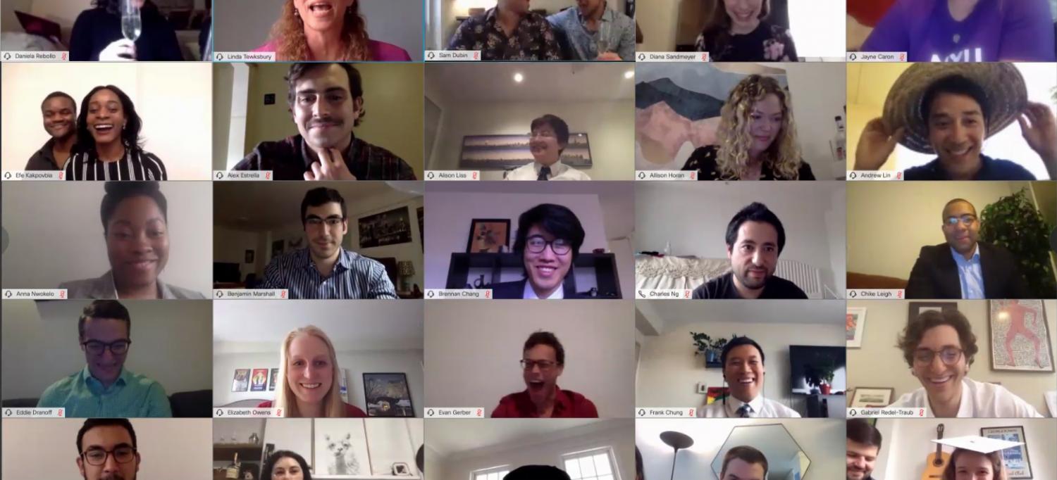 NYU Grossman School of Medicine students and faculty on a video conference call
